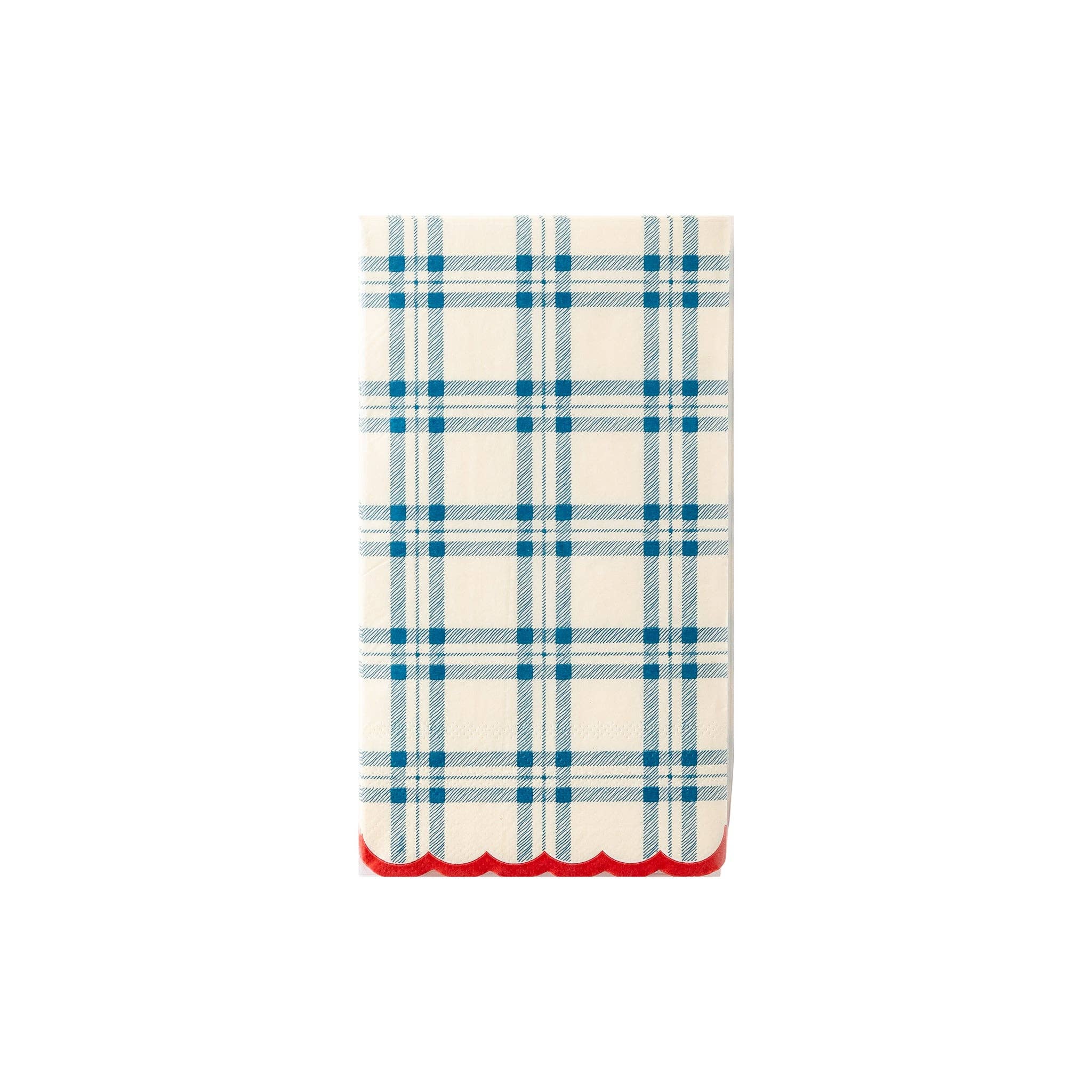 Blue Scallop Plaid Paper Dinner Napkins - 24 napkins