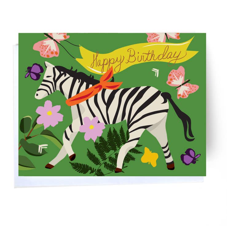 Running Zebra Birthday Card