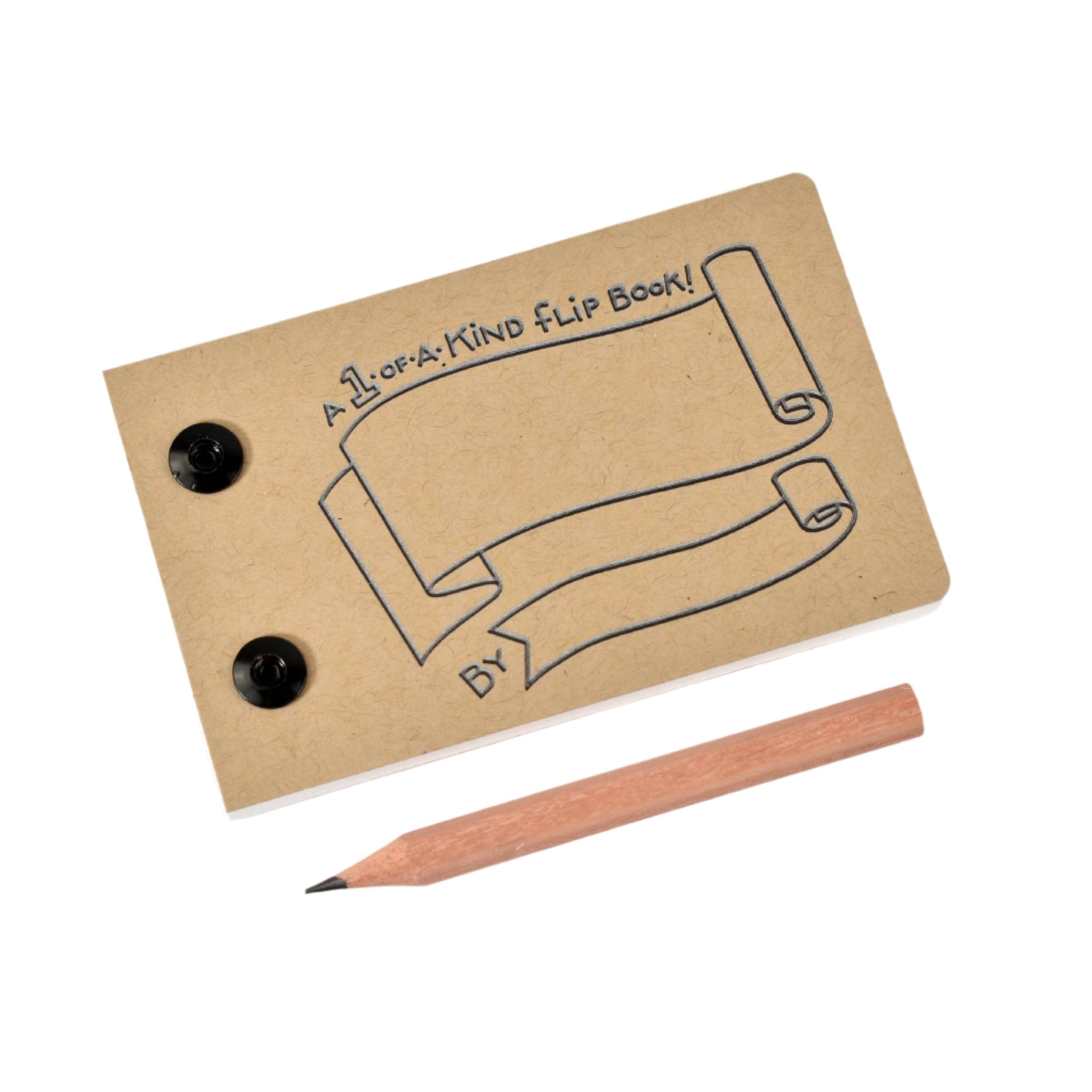 Draw-Your-Own Flip Book + Pencil - Kraft Brown